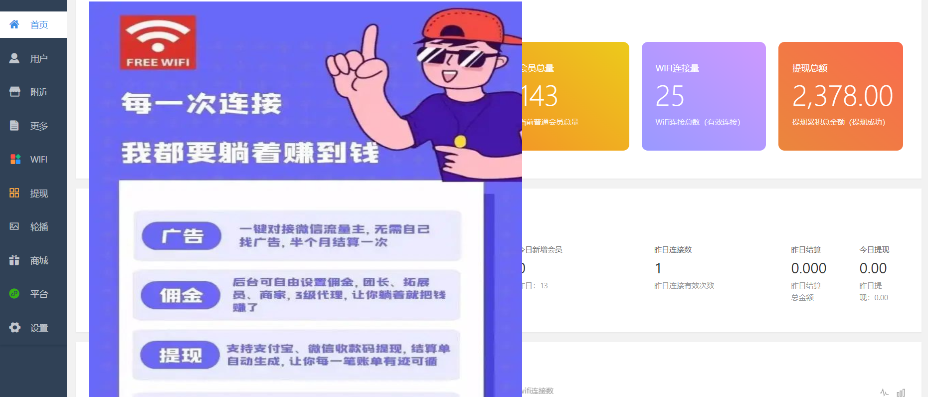 WIFI营销小程序共享wifi门店一键免密码链接WIFI流量主三级分销小程序  第4张